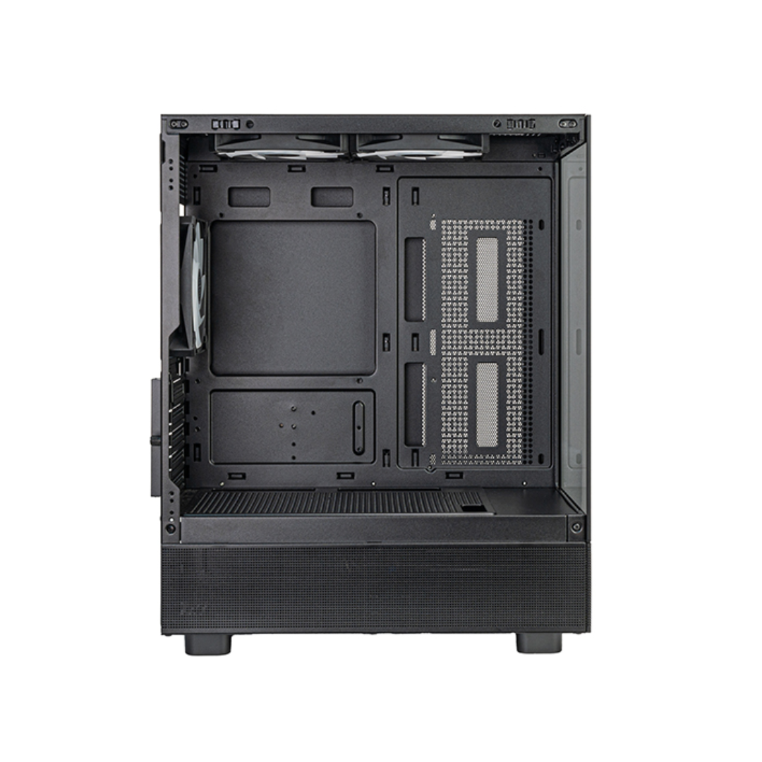 Black computer case on a white background