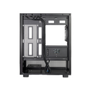 Computer case with mesh side panel on a white background