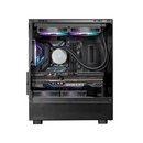 Open computer case with XLR8 GeForce RTX graphics card on a white background