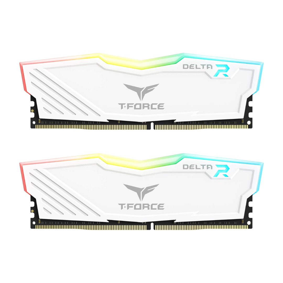 TEAMGROUP T-Force Delta RGB DDR4 16GB (2x8GB) 3200MHz (PC4-25600) CL16 Desktop Memory Module ram White -