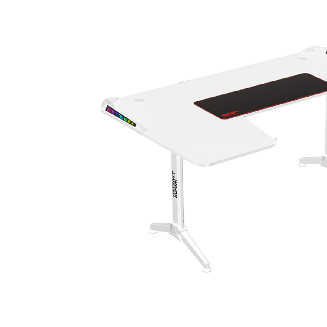 Twisted Minds WARRIOR L Shaped Gaming Desk RGB Left, Easy Cable Management, High Quality Construction, Carbon Fiber Surface, Sleek and Modern, White | TM-Y-LW-RGB
