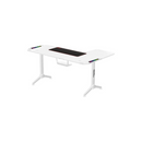 Twisted Minds WARRIOR L-shaped gaming desk RGB with carbon fiber surface and cable management – white left-side setup