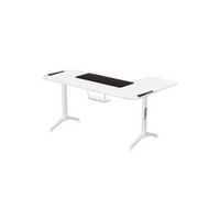 Twisted Minds WARRIOR L-shaped gaming desk RGB with carbon fiber surface and cable management – white left-side setup