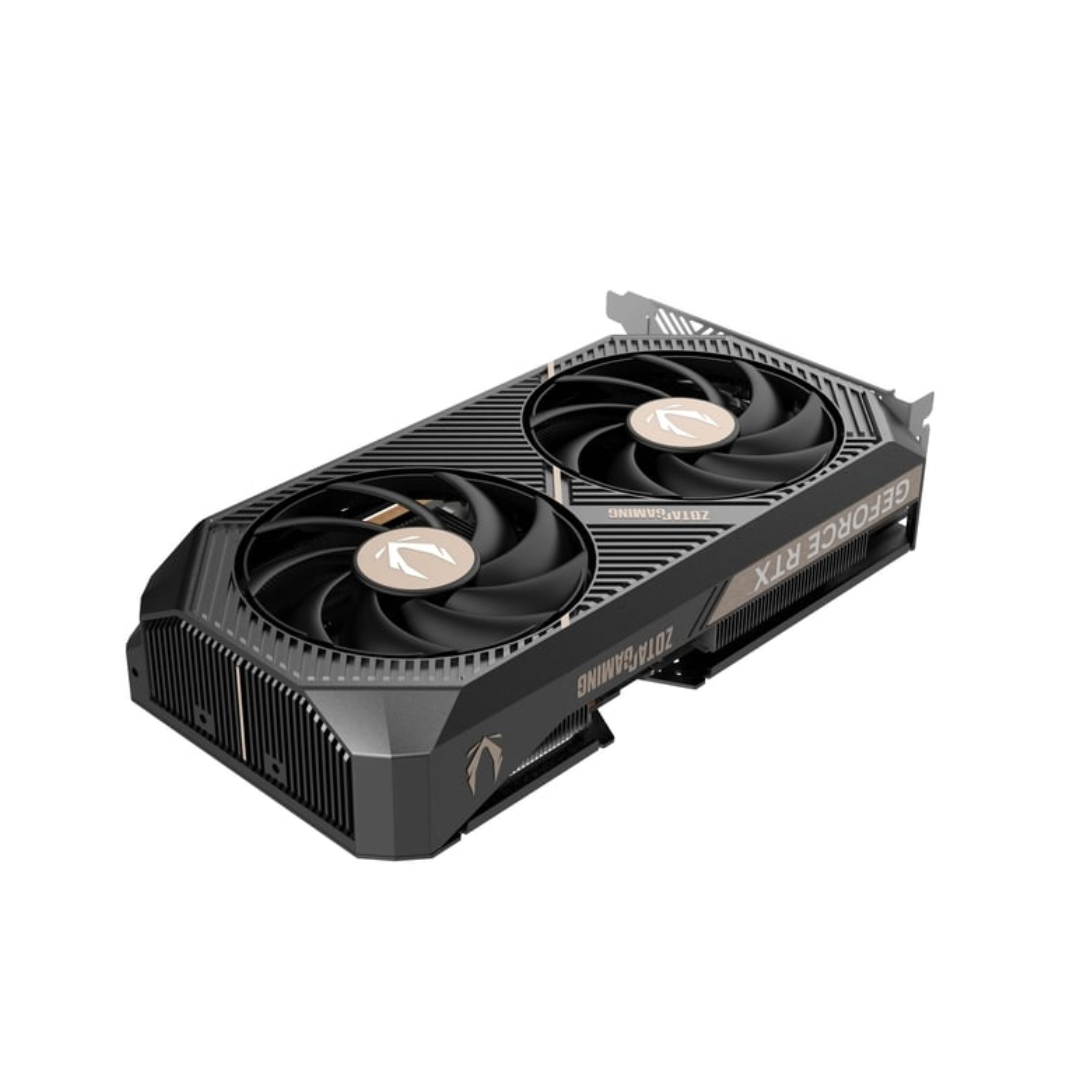 ZOTAC RTX 5060 AMP Edition 8GB graphics card with dual-fan IceStorm 2.0 cooling, DLSS 3, and ray tracing support.