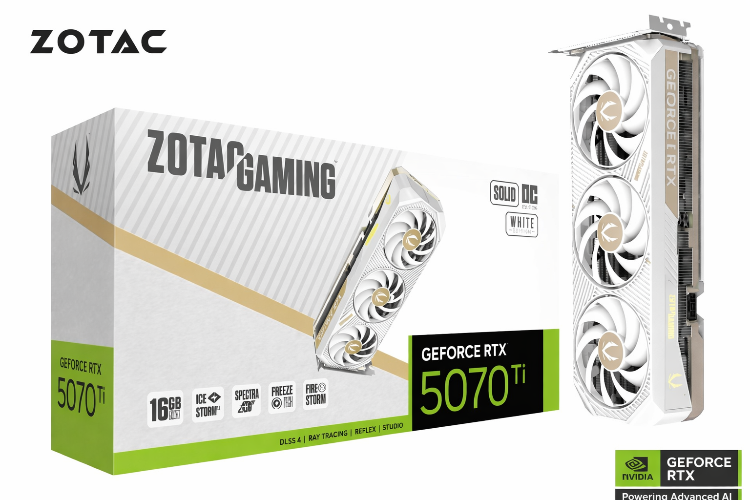 ZOTAC GAMING GeForce RTX 5070 Ti SOLID CORE OC White Edition 16GB DDR7/ ZT-B50710Q2-10P