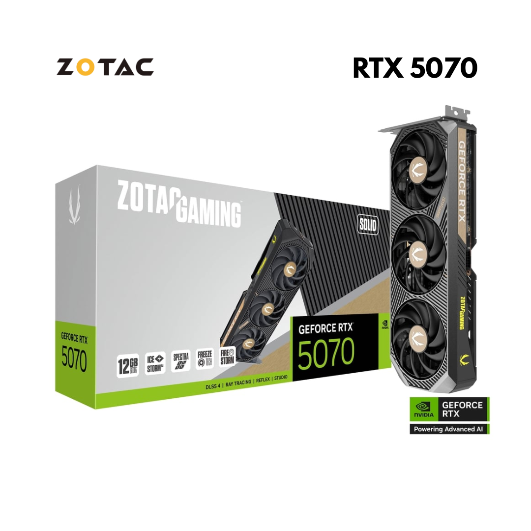 ZOTAC Gaming GeForce RTX 5070 SOLID SFF OC 12GB GDDR7 Graphics Card, Low-profile Design, Ray Tracing, DLSS 3 | ZT-D50700F-10P