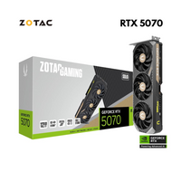 ZOTAC RTX 5070 SOLID SFF OC graphics card with 12GB GDDR7 memory, low-profile dual-fan design, DLSS 3, and ray tracing for compact PCs.