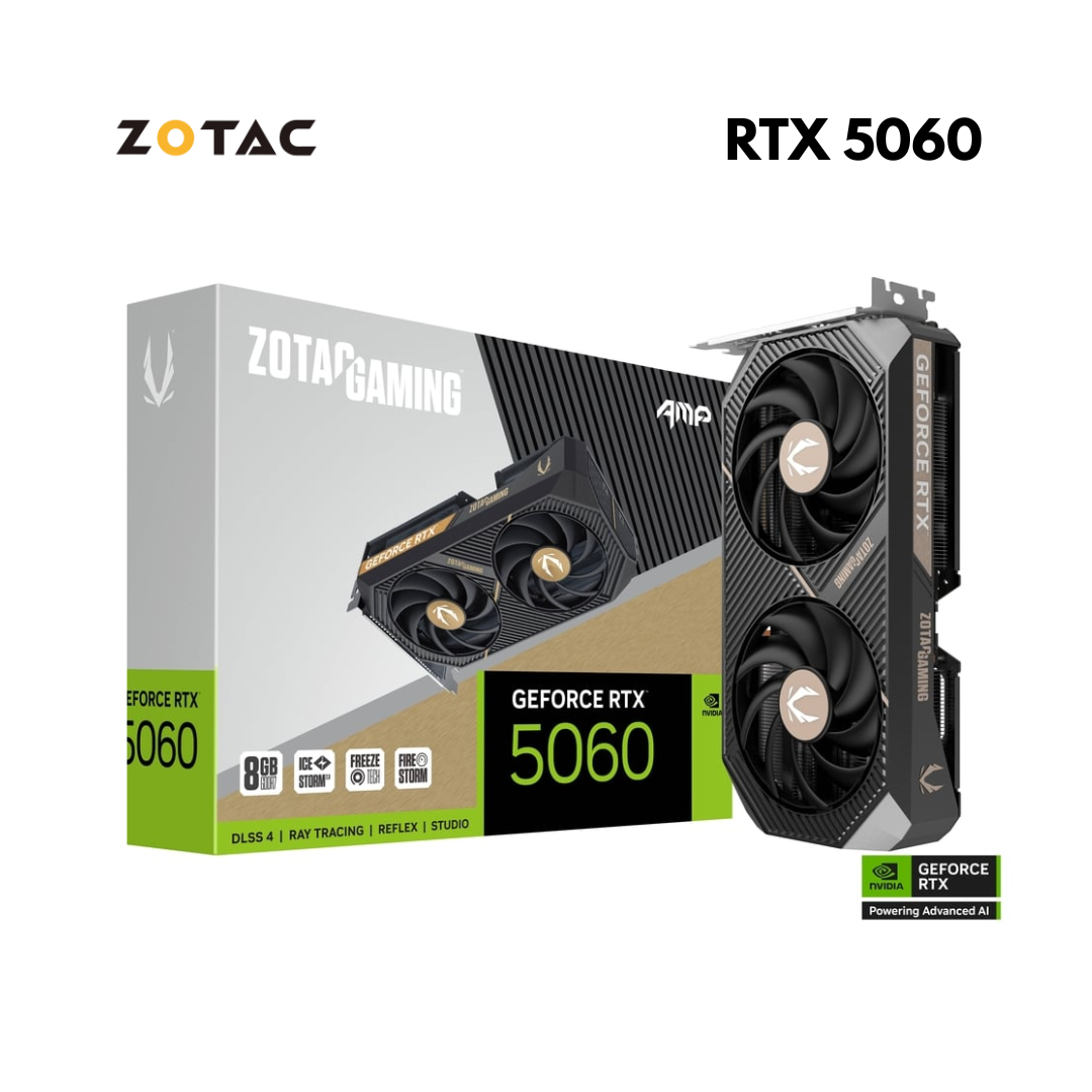 ZOTAC Gaming GeForce RTX 5060 AMP Edition 8GB GDDR7 Graphics Card, IceStorm 2.0 Cooling, DLSS 3, Ray Tracing | ZT-D50600F-10P