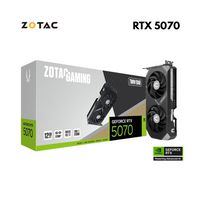 ZOTAC RTX 5070 Twin Edge 12GB graphics card with IceStorm cooling and DLSS 3 for advanced 1440p gaming performance.