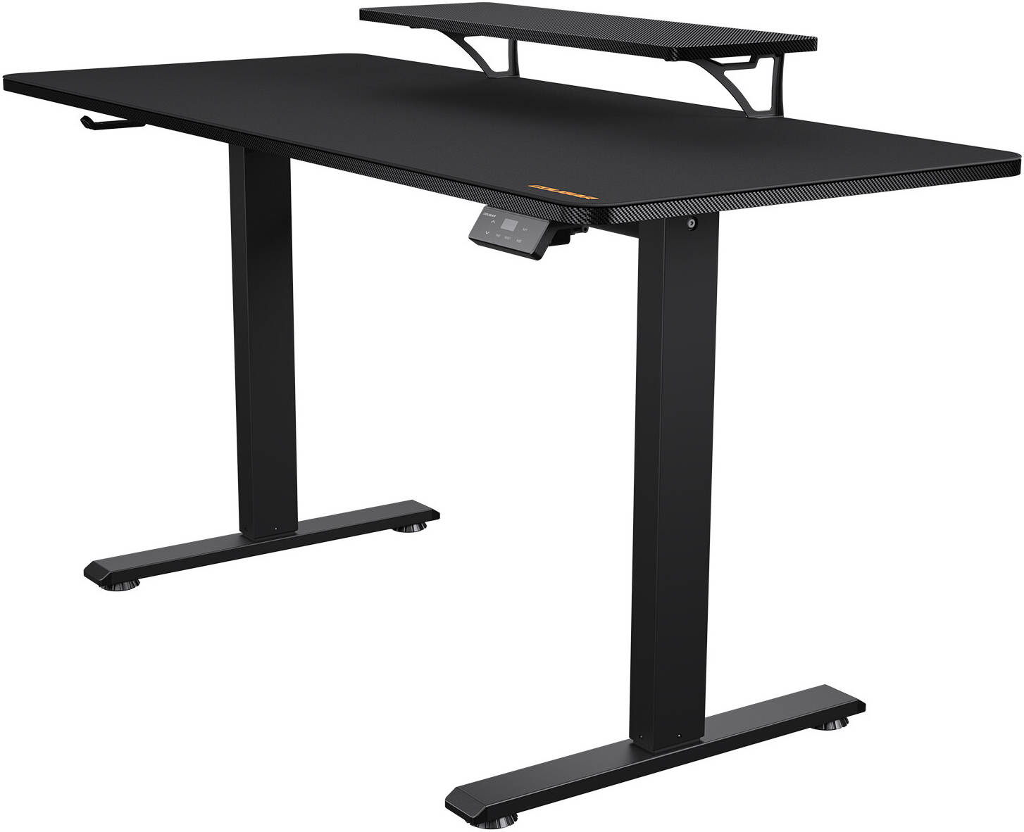 Cougar E-GRAV 160 Gaming Desk, 1600 x 750 mm Desk Dimension, 730~1180 mm Height Adjustable, Full Desk Mouse Pad, Cable Tray for Easy Management, Headset Hook, Black | 3MGRV4WB.0001